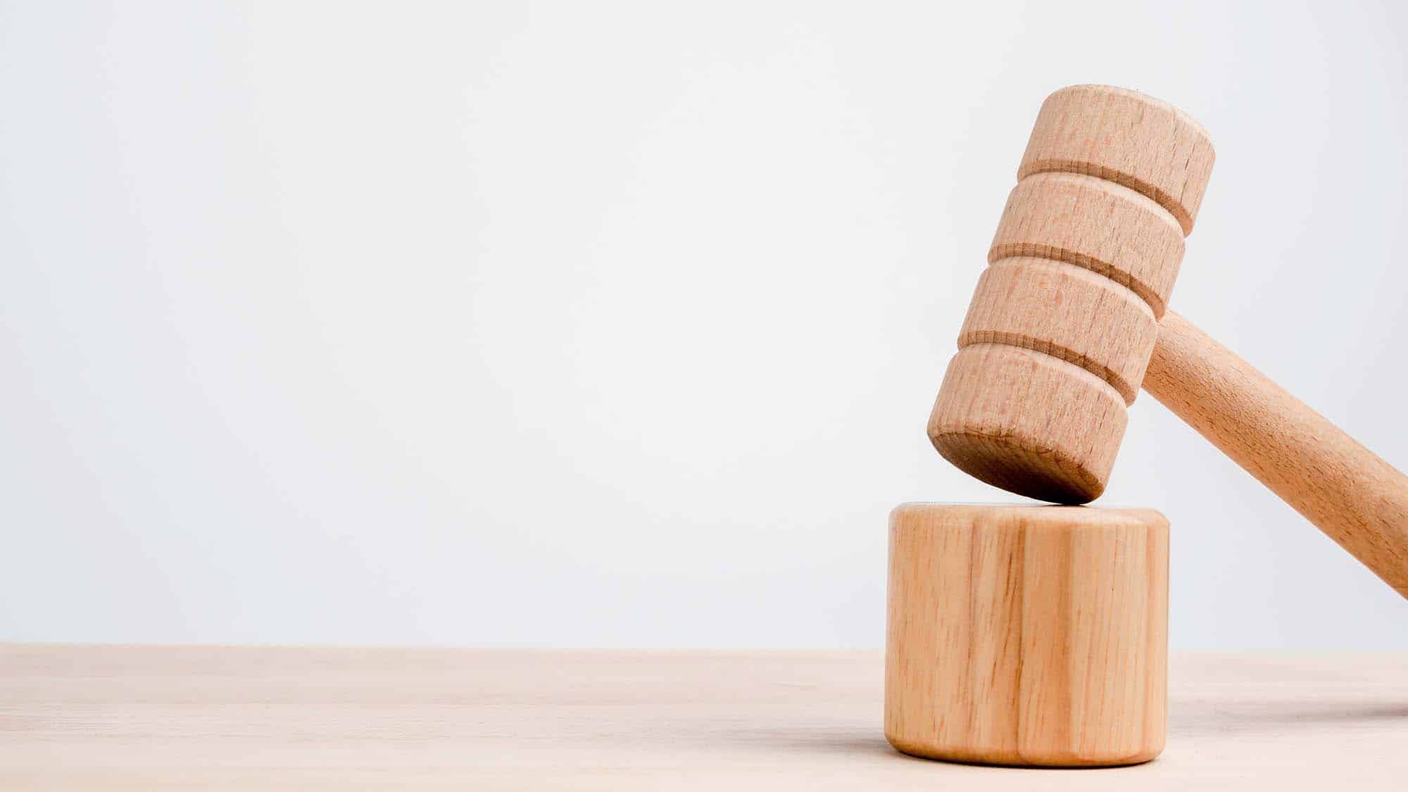 Law and legal industry image featuring wooden gavel